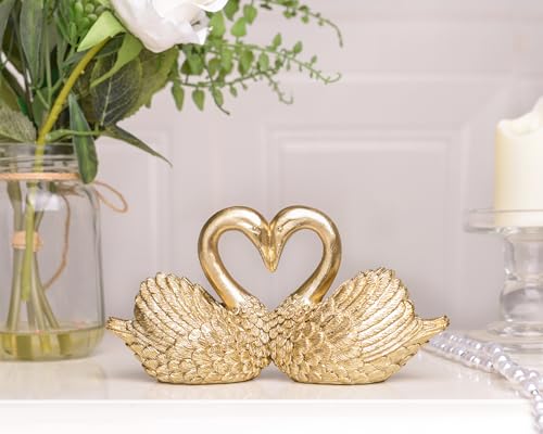 Mini cygne doré résine 9.4 cm objet déco anniversaire et étagère