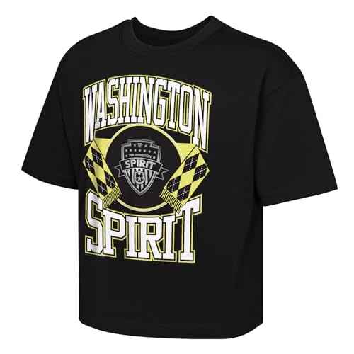 Outerstuff National Women's Soccer League Girls Classic Stack Short Sleeve Boxy Tee, Washington Spirit, Medium (10-12)