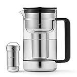 aarke Purifier Glass Water Pitcher, Refilable Stainless Steel Filter, 8-Weeks Performance, BPA-Free, Dishwasher Safe, Pure & Enriched Refill Granules, 1.66L (7 Cups) Capacity