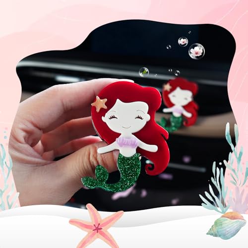 Image of ORIESSE Mermaid Car Accessories,Beach Themed Air Vent Clip Car Freshener,Coastal Dashboard Decor,Refillable Aroma Diffuser for Women Teens
