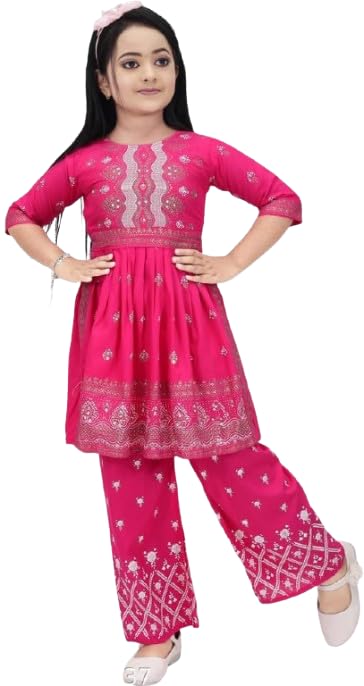 Girls Polycotton Printed Top & Palazzo Set