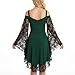 Panegy Women’s Medieval Steampunk Dress Flowy Gothic Ruffle Dresses Spaghetti Strap Lace Renaissance Dress Cosplay Vintage Flare Dress Green