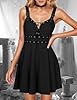 FEOYA Goth Black Sleeveless Dress for Women Victorian V Neck Punkdress Vintage Lace Up Outfit Gothic Spaghetti Strap Dresses Black M #3