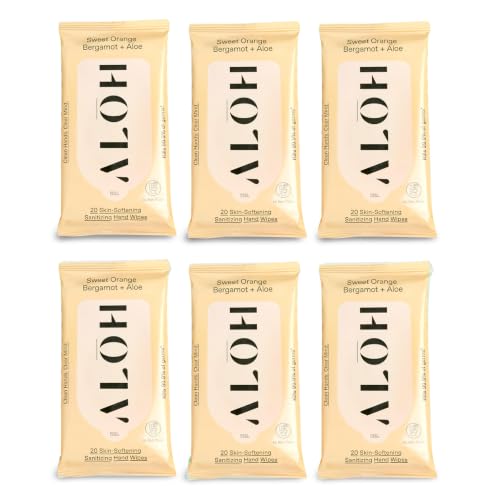 Image of ALŌH Sweet Orange Bergamot + Aloe Hand Sanitizer Wipes, Travel Size