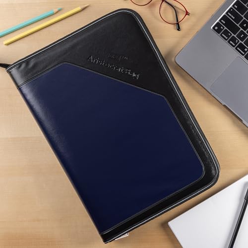 Image of SPS PU Leather 36-Pocket A4 File Organizer - Professional Document Holder for Certificates, Legal Documents, Home, Office, School Use (Blue)