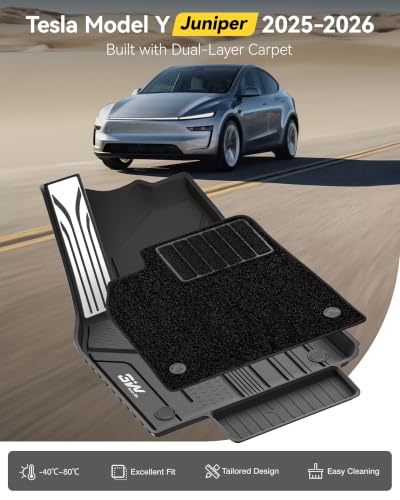 Image of 3W Tesla Model Y Juniper 5 Seat 2025 2026 10PCS Floor Mats Not for Standard
