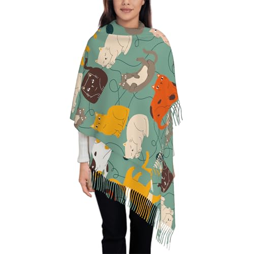 IBILIU Oversize Scarf for Women Flying Storks Wild Birds Cranes Scarf Tassel Scarves Fall Winter Shawl Wraps
