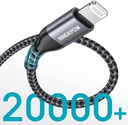NINGKPOW iPhone Charger Cable Short 50CM iPhone Charging Cable MFi Certified Lightning Cable Nylon iPhone Charger Lead USB Fast Charging Cable for iPhone 14/13/12/11 Pro Max/XS MAX/XS/X/XR/8/7/6/SE