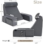 ENITYA Reading Pillow for Sitting in Bed Adult, Back Pillow for Bed Sitting up, Backrest Cushion, Lounging/Reading/Gaming/Resting/Watching TV, Bedrest, Couch or Floor, Medium 19"(Grey) | Back Pillow for Bed Sitting Up/Watching TV/Nursing/Recovery/Gam