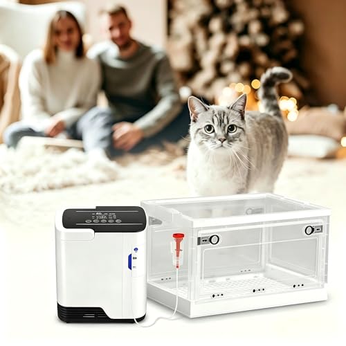 Portable Oxygen Pet Cage for Cats and Dogs Pet Owner Family Use 2in1 Nebulizing&Oxygen Care Box (M)