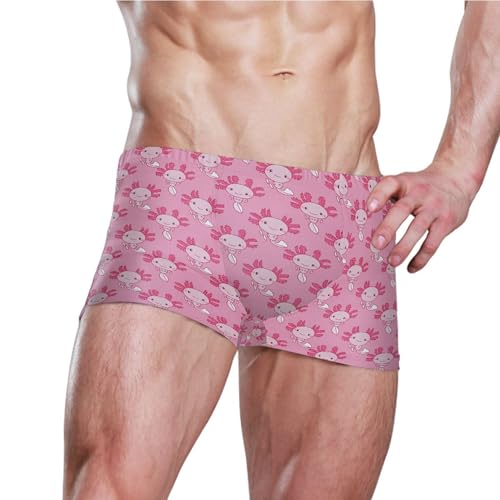 Pink Salamander Cute Mens Swim Trunk Swimwear Bathing Suit Swim Brief Square Leg Board Short S B04053163