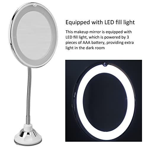 Espejo de maquillaje con aumento 10X y luz LED miniatura 5