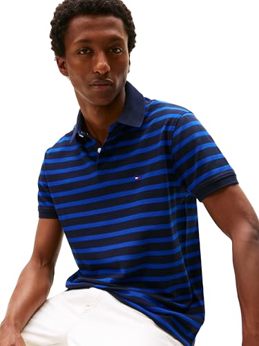 Image of Tommy Hilfiger Men's Short Sleeve Polo Shirts in Classic Fit with Stretch and Organic Pique Cotton