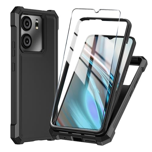 Mocotto for BLU View 5 Phone Case with Tempered Glass Screen Protector Slim Soft Silicone Full-Body Protective Case for BLU View 5 (Black)