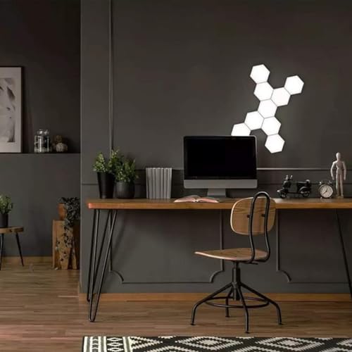 Kit 6 Luminaria Hexagonal de Parede LED Colmeia c/Controle Remoto & Função Touch RGB Colorido Alimen