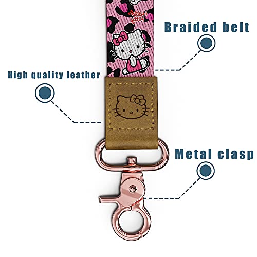 Cute Wristlet Keychain Strap With Rose Gold Metal Buckle Ring Women Girls Leopard Sunflower Wrist Lanyard For Airtags Wallets Cell Phones Cameras Usb Car Keys Id Card Holder (2 Pieces) #TOP2