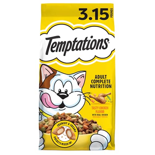Temptations Dry Cat Food Tasty Chicken Flavor Adult Cat Food Dry Recipe 3.15 lb. Bag