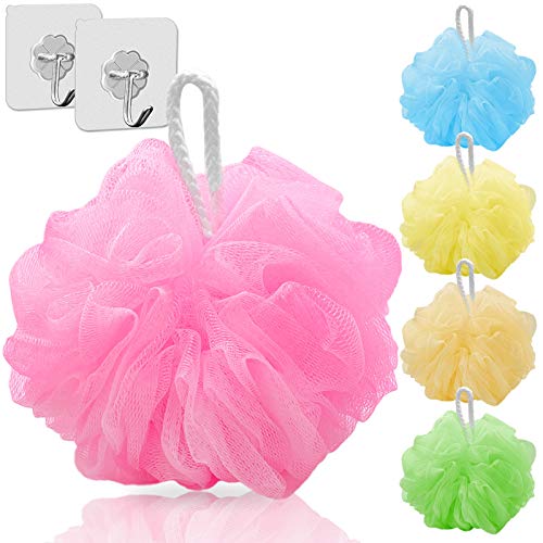 Bath Sponge Shower Loofah Balls Shower Sponge 60g/PCS for Body Wash Bathroom Men Women Cleanse Smooths Skin Exfoliating 5PCS