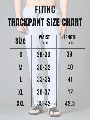 Image of FITINC Regular Fit Cotton Lower Trackpant for Men with Zipper Pockets