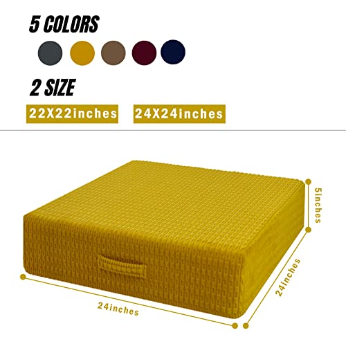 Idee-Home Floor Pillows Seating For Adults, Square Large Floor Cushions For Sitting Yoga Meditation, Floor Pillows For Kids 5" Ultra Thick Soft Memory Foam With Removable Cover (Ginger, Square 24") #TOP1