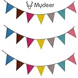 MyDeer Doppelseitige Wimpelkette, Gartenfahnen, Wiederverwendbare Wimpelkette Outdoor Wetterfest, Girlande Outdoor Banner Deko Party - Regenbogen Girlande Geburtstag, Gartenparty (5m)