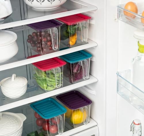Image of Fridge Storage Box 1000ml Handle, Kitchen Organizer Container Set Pack of 3