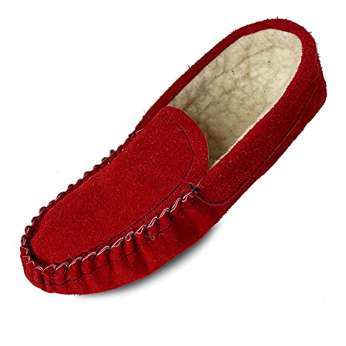 HomeOfSocks Modèle : Hamburg Mocassins en cuir avec doublure en laine vierge (rouge, EU, numeric_37) Cover
