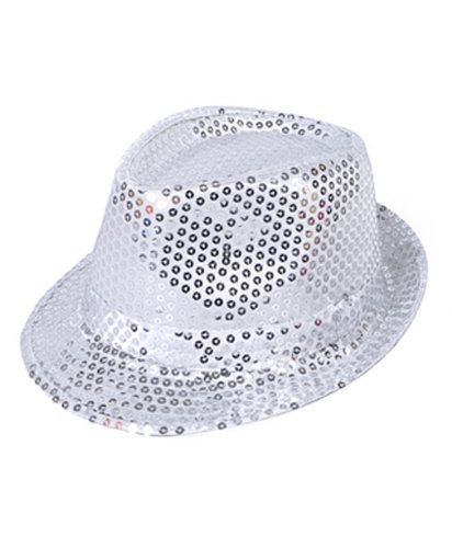 AK TRADING CO. Fashionable Unisex Sequined Fedora Hat - Silver