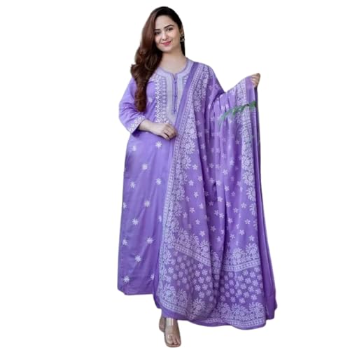 Image of ZANETA Women's Stylish Rayon Printed Kurta and Pant Set with Dupatta|Ethnic Wear|3 /4 Sleeve|Traditional Suit for Ladies
