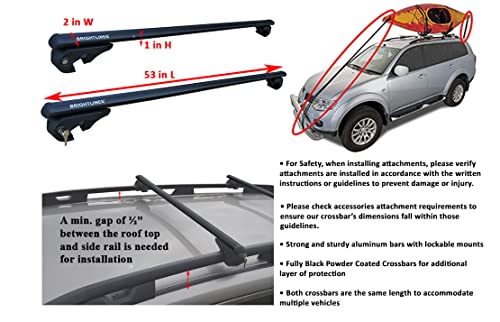 BrightLines 53" All Black Universal Crossbars Roof Racks Compatible with Raised Roof Side Rails for Kayak Luggage ski Bike Carrier, a Set of 2 (Black)