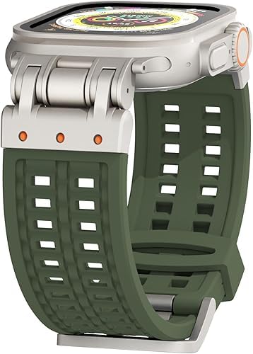 Croiky Mecha Double Claw Soft Silicone Strap for Apple Watch Ultra 2 | Ultra Straps 49mm 45mm 44mm 42mm with Durable Metal Connector iwatch strap Series 9/8//7/6/5/4/3/2/1/SE2/SE – Green Croiky Mecha Double Claw Soft Silicone Strap for Apple Watch Ultra 2 | Ultra Straps 49mm 45mm 44mm 42mm with Durable Metal Connector iwatch strap Series 9/8//7/6/5/4/3/2/1/SE2/SE – Green