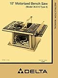 Rockwell/Delta 10' Motorized Bench Saw Model 36-510 Type II Owner Parts Manual