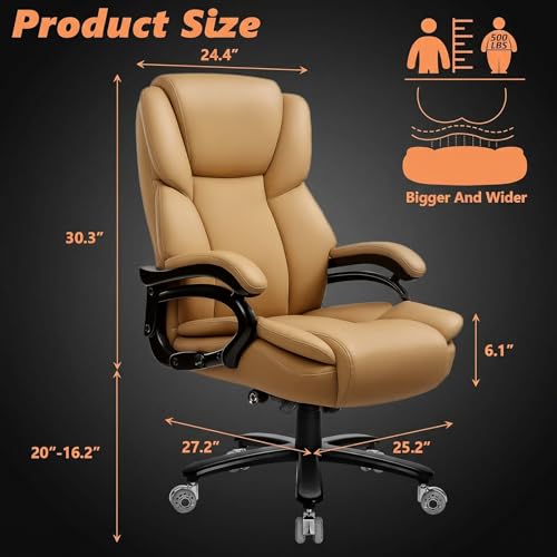 Image of Indulgear 500lbs Big and Tall Office Chair for Heavy People,Heavy Duty Comfy Office Chair,High Back Executive Computer Chair with Lumbar Support, Rubber Wheel