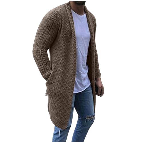 uhnmki Men's Cardigan Sweaters with Buttons Knitted Lapel Oversized Cardigan Sweater Lightweight WarmLounge Winter