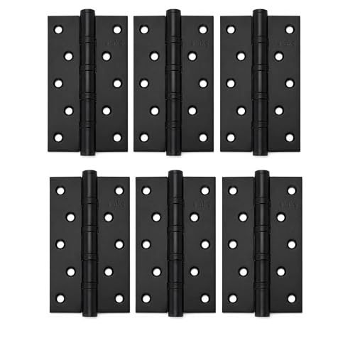 Image of AKS Stainless Steel Four Ball Bearing Hinges for Main Door, Office, Home & Bathroom Doors 5 Inch Length 3 Inch Width 3mm Thickness Hinges | 5 Years Warranty (Pack of 6, Matt Black)