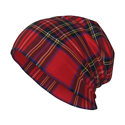 ANGYANG Skull Cap Royal Stewart Tartan Knitted Hat Polyester Balaclava Slouchy Beanie Hat Running Hat