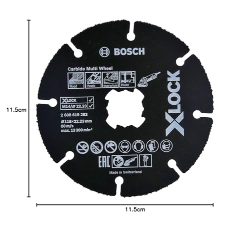 Bosch Accessories Disque à Tronçonner (pour le bois et les matières plastiques, X-LOCK, Ø 115 mm, Alésage : 22,23 mm, Épaisseur : 1 mm)