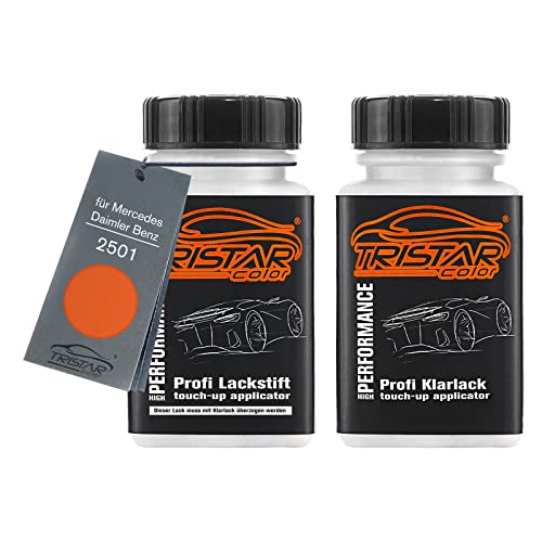 TRISTARcolor Autolack Lackstift Set für Mercedes/Daimler Benz 2501 Rotorange/Red-Orange Basislack Klarlack je 50ml