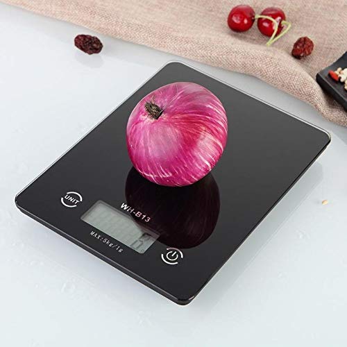 Balance de cuisine électronique en verre trempé avec rétroéclairage LCD 5 kg/1 g