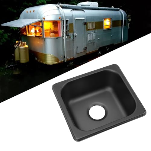 Yctze Lavello in Acciaio Inox 175 X 160 X 70 Mm Lavello Cucina Lavello a Barra Zincato Nero per Barca Roulotte RV Lavello Cucina All'aperto