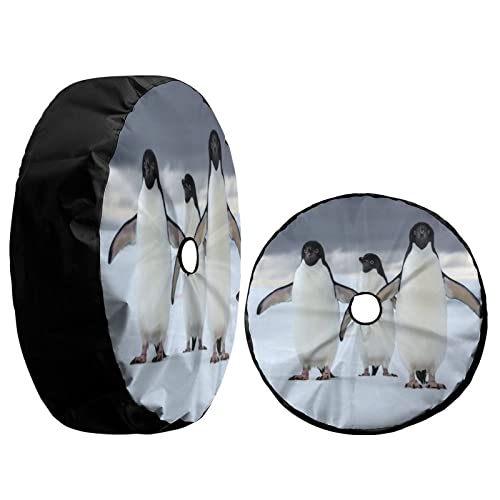 Image of Delerain Penguins Spare Tire Cover with Backup Camera Hole for Jeep RV Trailer SUV Truck and Many Vehicle, Wheel Covers Sun Protector Waterproof (12 Inch for Diameter 18 inch-19 inch)