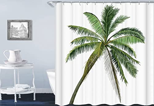 Rideau de bain polyester blanc vert avec anneaux 165x200cm