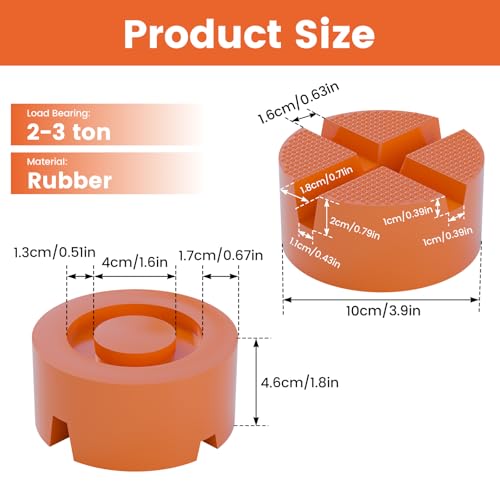 Image of Mapleza Round Floor Jack Rubber Pad | 2PCS anti-slip X-groove jack pads, guard car pinch weld frames, universal for car & trailer jacks, 3.9x3.9x1.8in