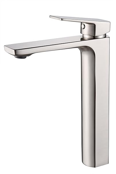 Brushed Nickel Vessel Sink Facuet Single Handle Tall Bathroom Sink Faucet Vanity Bathroom Faucet, Rv Lavatory Vanity Faucet Basin Mixer Tap Solid Brass