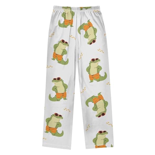 Cute Crocodile Boys Pants Boys Athletic Pants Long Pant for Boywith Pockets Wide-Leg Size 6-14Y2