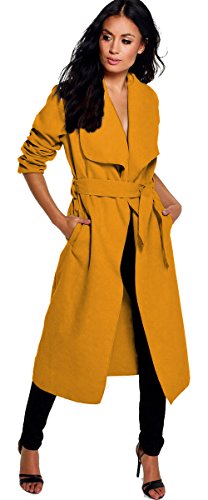 ARAMONIAT - Abrigo - ✔ Estilo: zanja. - para mujer Amarillo Mostaza 42
