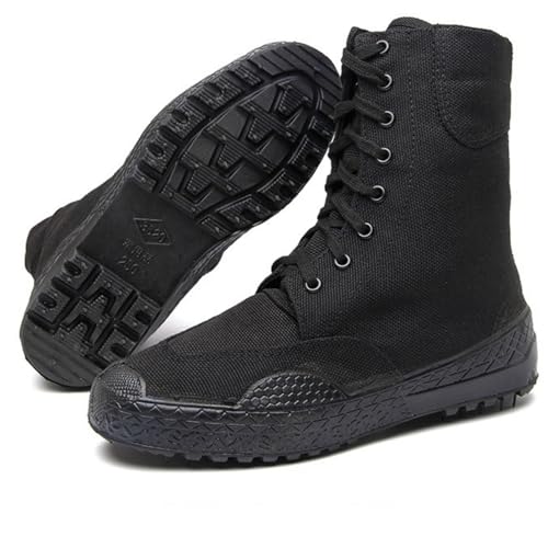 Amtopiyo Men's Mid Calf Canvas Boots Durable Breathable Outdoor Cargo Shoes4