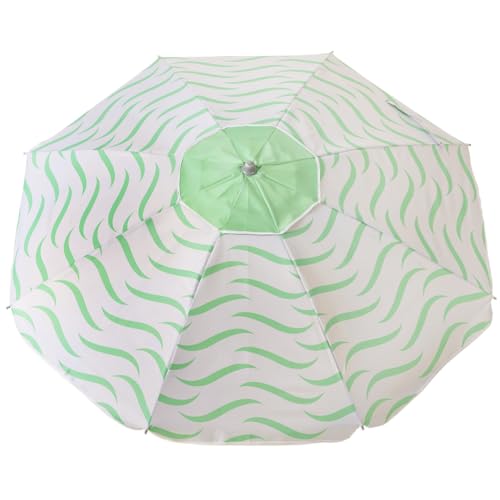Aremar Sombrilla Playa Grande Antiviento Airvent Protección UV (Olas Aguamarina, 160 cm.)