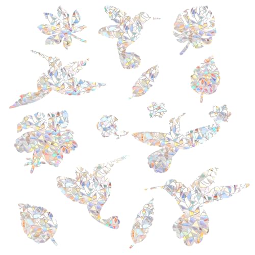 GEEHUA 60 Pcs Window Decals to Prevent Bird Strikes, Bird Anti Collision Window Stickers Suncatcher Rainbow Static Clings Rainbow Glass Stickers for Glass Windows Doors Preventing Birds Strikes