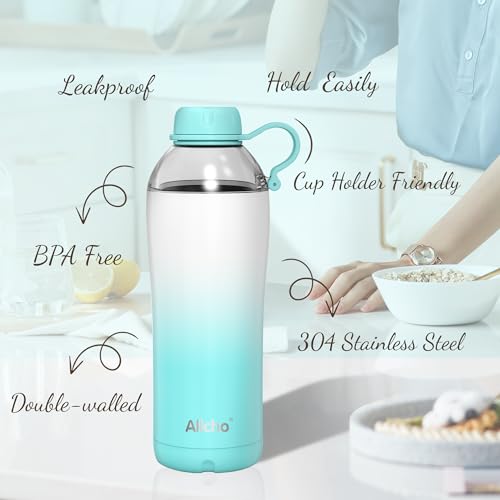 Image of Insulated Water Bottle for Women, 18 oz Stainless Steel Water Bottles, Double Walled, 2 Lids (Chug & Tumbler) - Hydrate & Caffeinate, Available Gift Wrapping